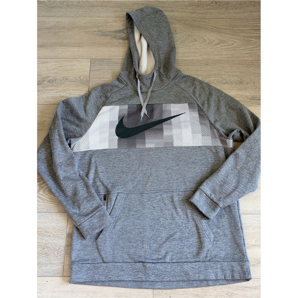 Nike Gray Hoodie with Black Swoosh and White Accent